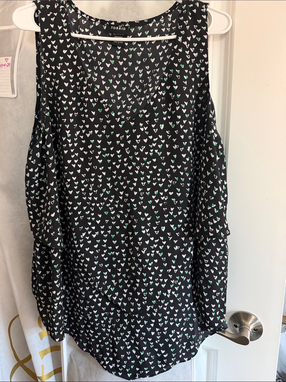 torrid Black Tank Top with White and Mint Heart Print